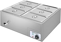 Vista 11 de ROVSUN 21QT Calentador de Alimentos Eléctrico Comercial, Mesa de Vapor de Bandeja Completa Acero Inoxidable Bain Marie para Mostrador de Buffet
