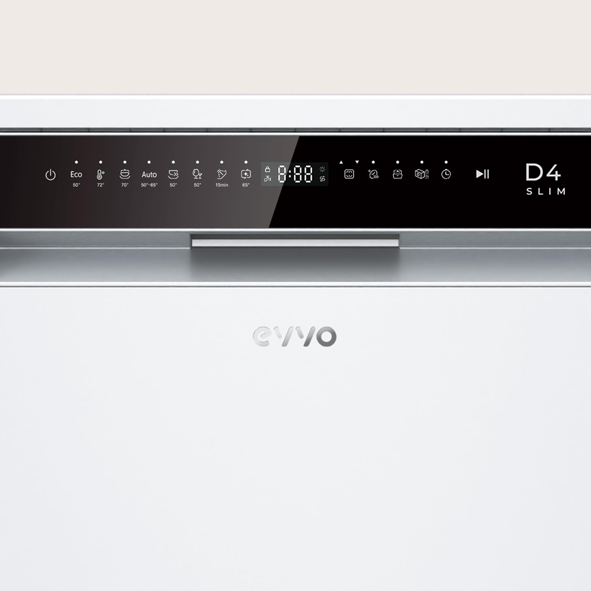 EVVO Lavastoviglie D4 Slim 45 cm, installazione libera, 11 coperti, efficienza classe C, 8 programmi con modalità auto, apertura automatica, funzione igiene e mezzo carico
