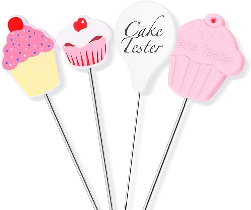 Miniatura 2 de BENBO Juego de 4 agujas de prueba reutilizables de acero inoxidable, brochetas, pasadores de agitación y 2 rebanadores para utensilios de cocina y