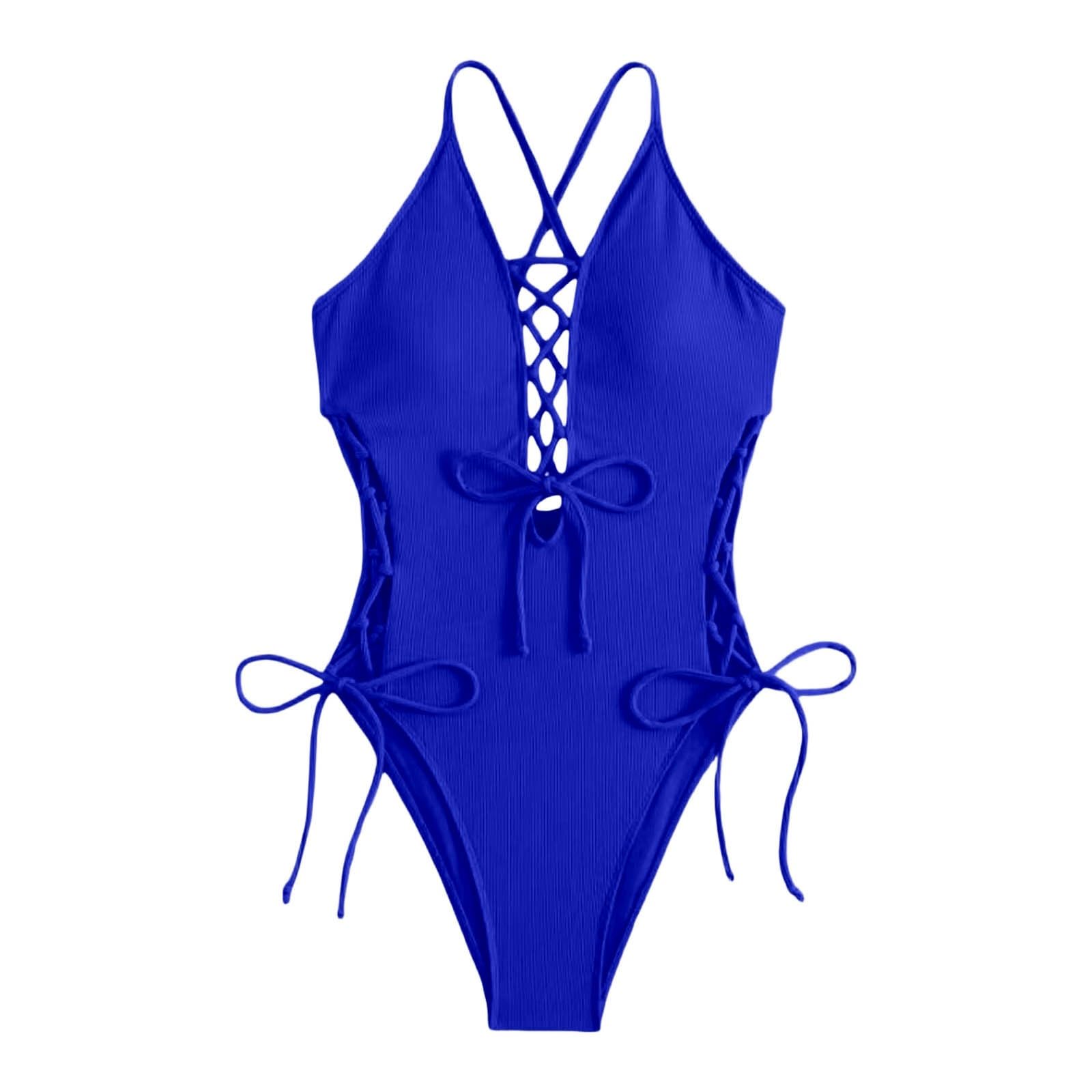 Monokini Escote V Profundo Cordones Ajustables bañador Sexy Verano