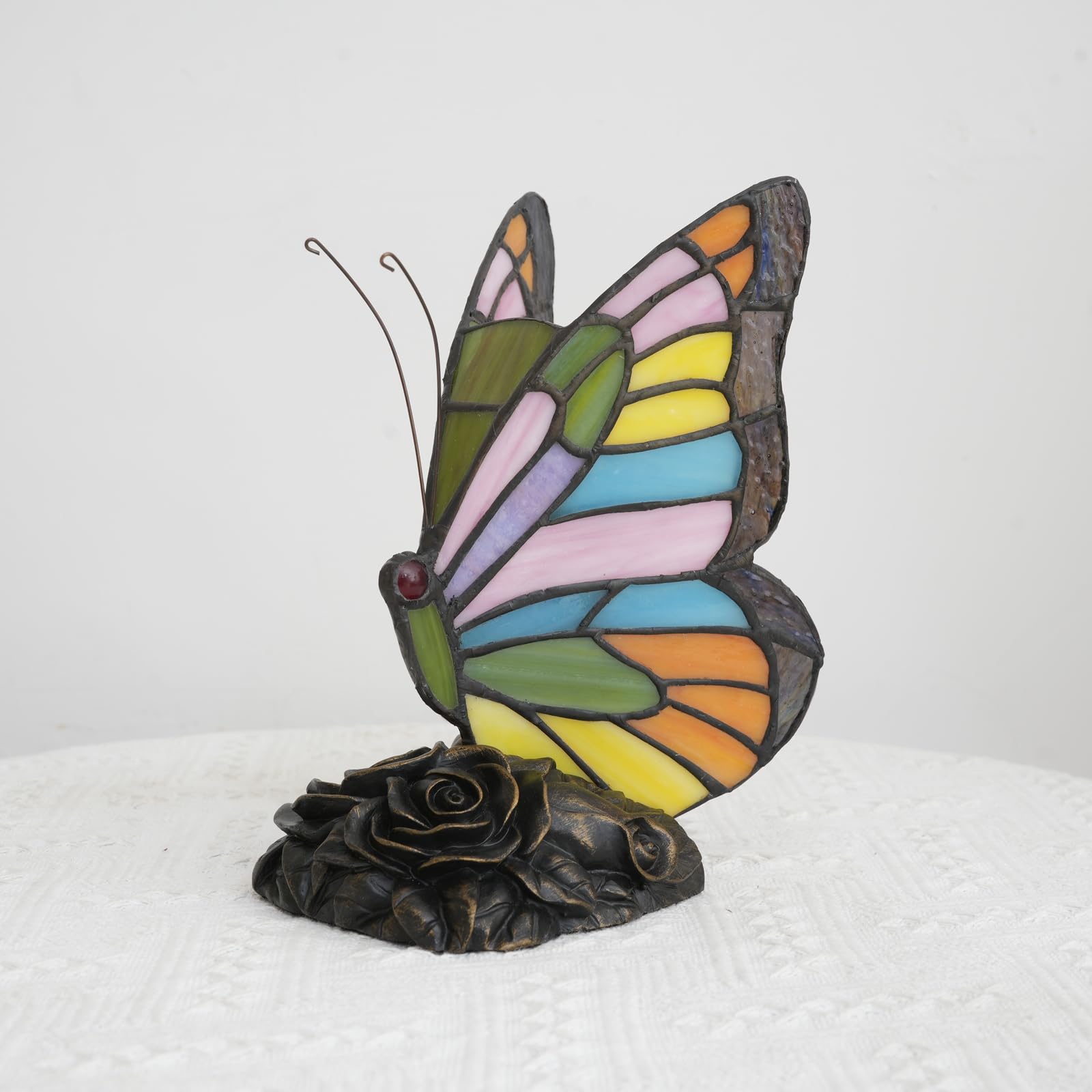 Tiffany Style Schmetterling Lampe Bunte Glasmalerei Tischlampe Kleine Nachttischlampe für Mädchen Oma Mütter Tag Geschenke