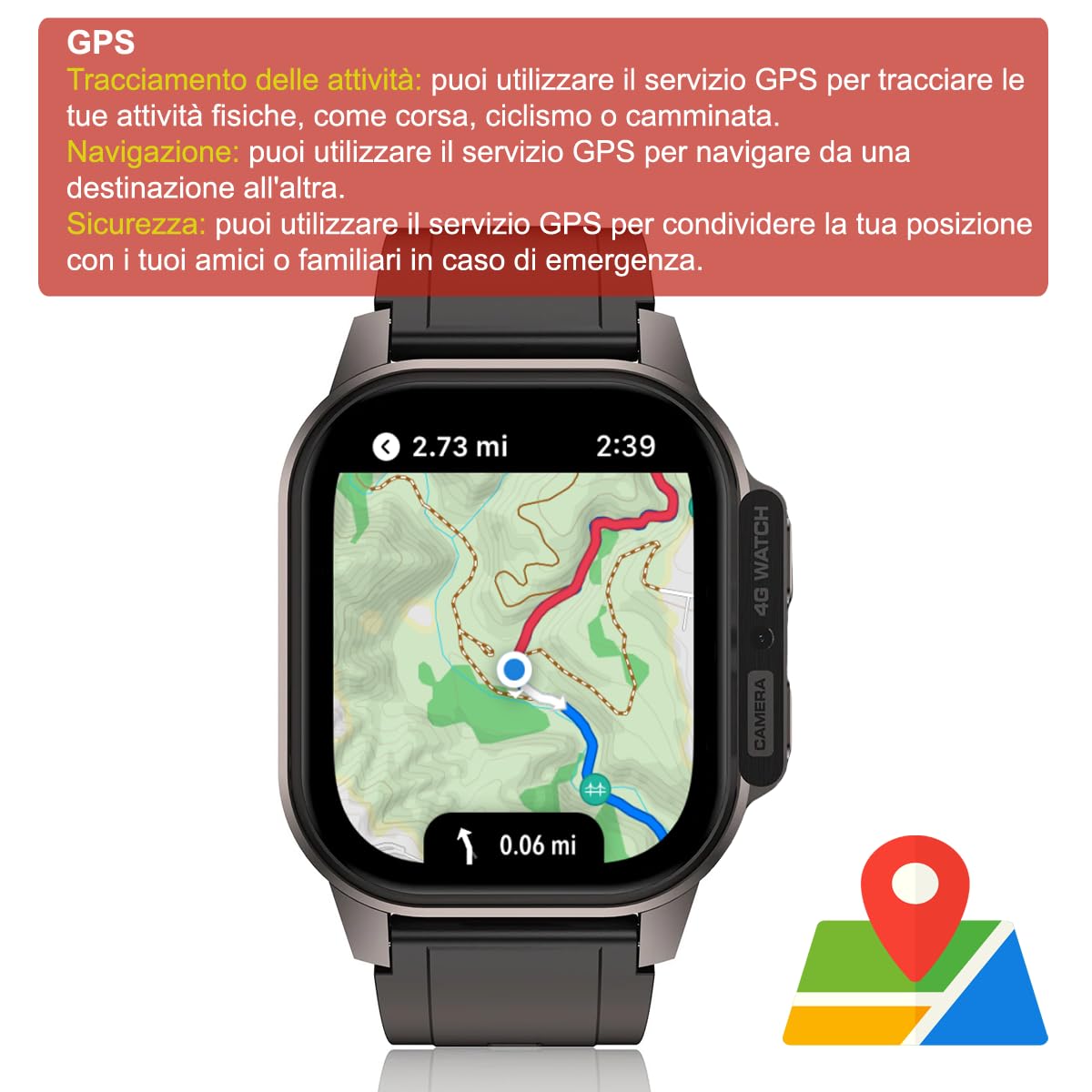 OBA Smartwatch 4G LTE Smart Watch Monitoraggio Salute, cardio, Cassa 49mm, Ossigeno O2, fitness, GPS integrato, IP67,fotocamera, display OMOLED,Batteria 1000Ah, smartphone in soli 49mm Watch S5