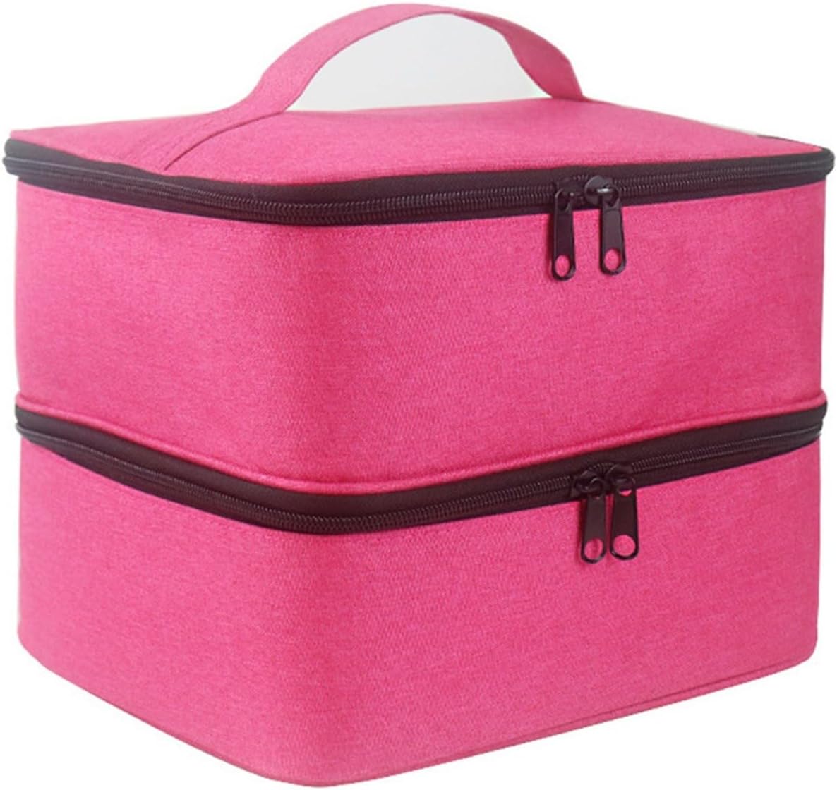 FGUUTYM Double Layer Nail Polish Organizer Portable Bag Organizer Case Nail Polish Carrying Case with Manicure Tools Storage High Capacity Nail Bag Organizer Case Men’s Bags (Hot Pink, One Size),,