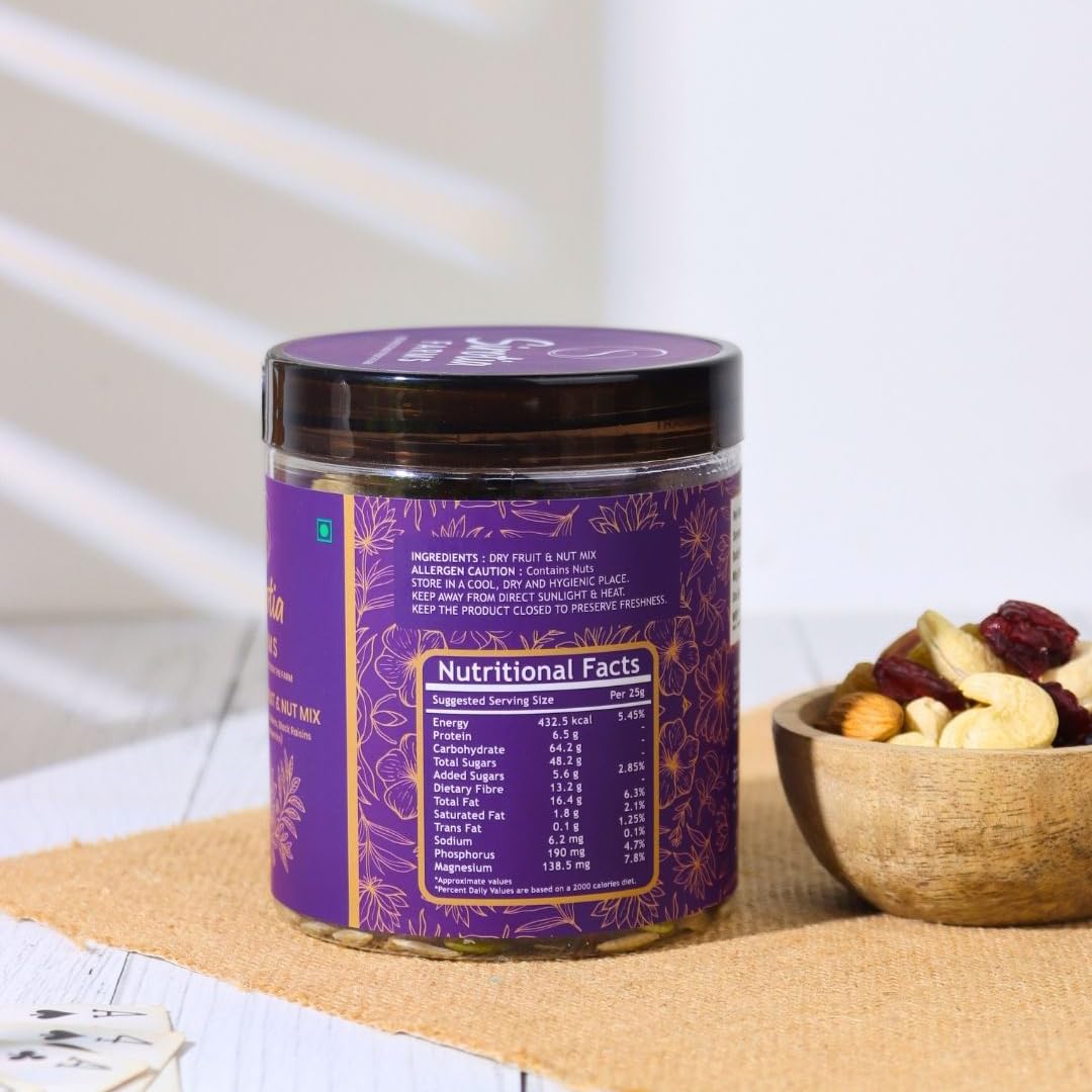 Sirotia Farms Premium Dry Fruit & Nut Mix, 200g, Rich in Dietary Fiber, Magnesium & Phosphorus, Source of Protein, Flavourful & Crunchy Snack, Almonds, Cashews, Green Raisins, Black Raisins, Pistachios, & Cranberries 2