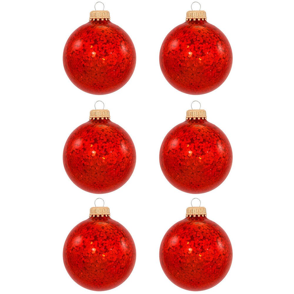 Crimson Spangle Ornaments Set Of 6