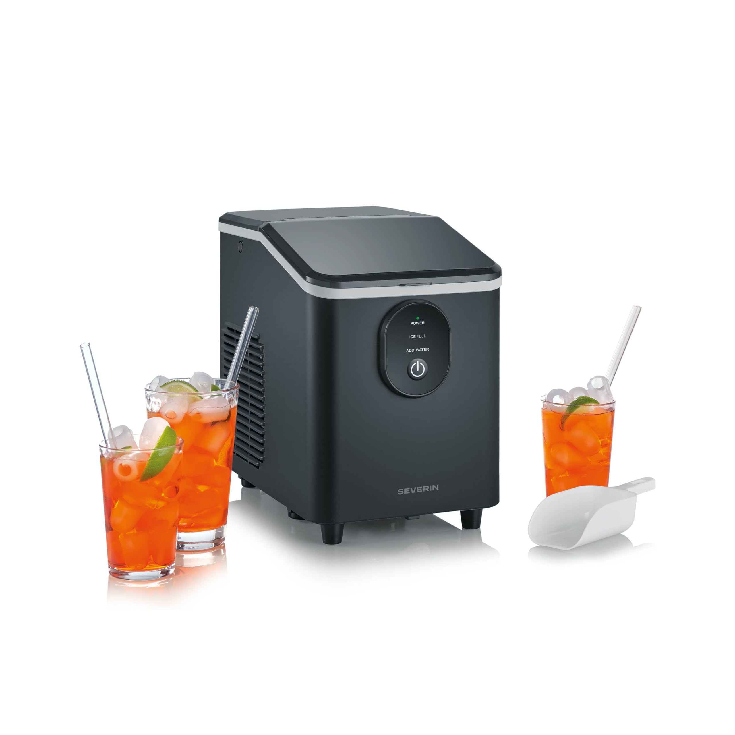 Severin Eiswürfelmaschine, Eiswürfelbereiter, 8 Eiswürfel in nur 8 Min, Kapazität 1,2 L, einfache Bedienung und Reinigung, automatische Abschaltung, kompaktes Design, 120 W, schwarz, EZ 7415
