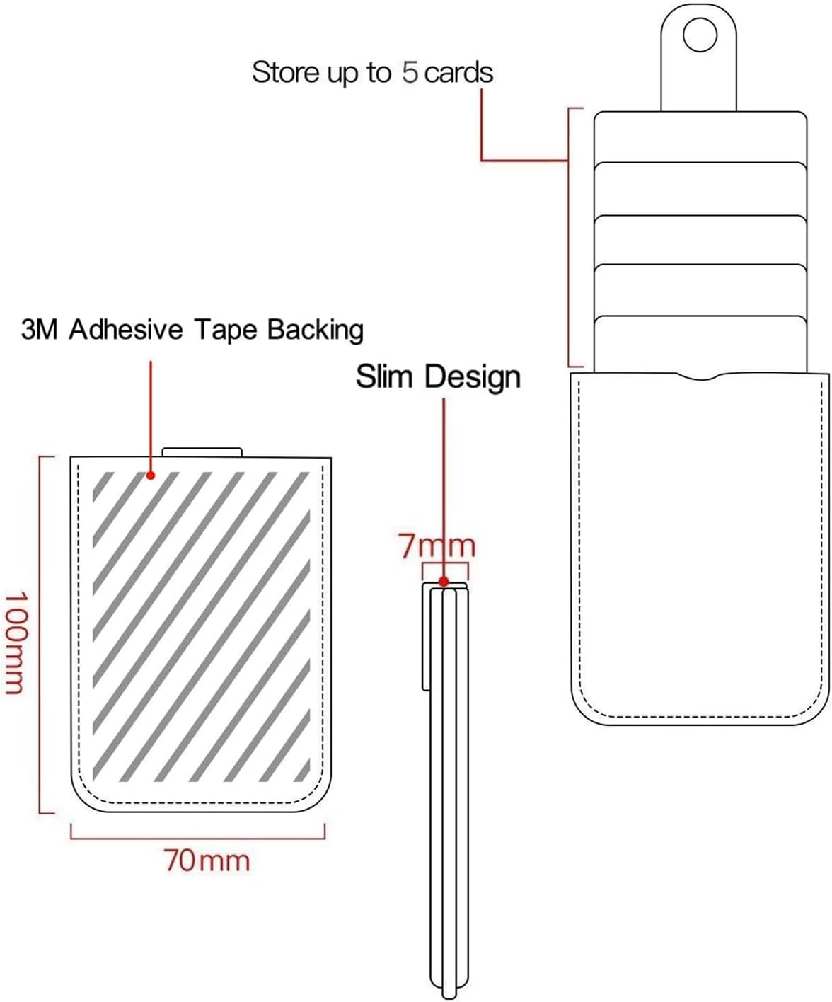 Phone Card Holder RFID Sleeve, Pu Leather Back Phone Wallet Stick-On Pull 5 Card Holder Universally Pocket Covers Credit Cash for iPhone/Android/All Smartphones (RoseGold) - Image 6