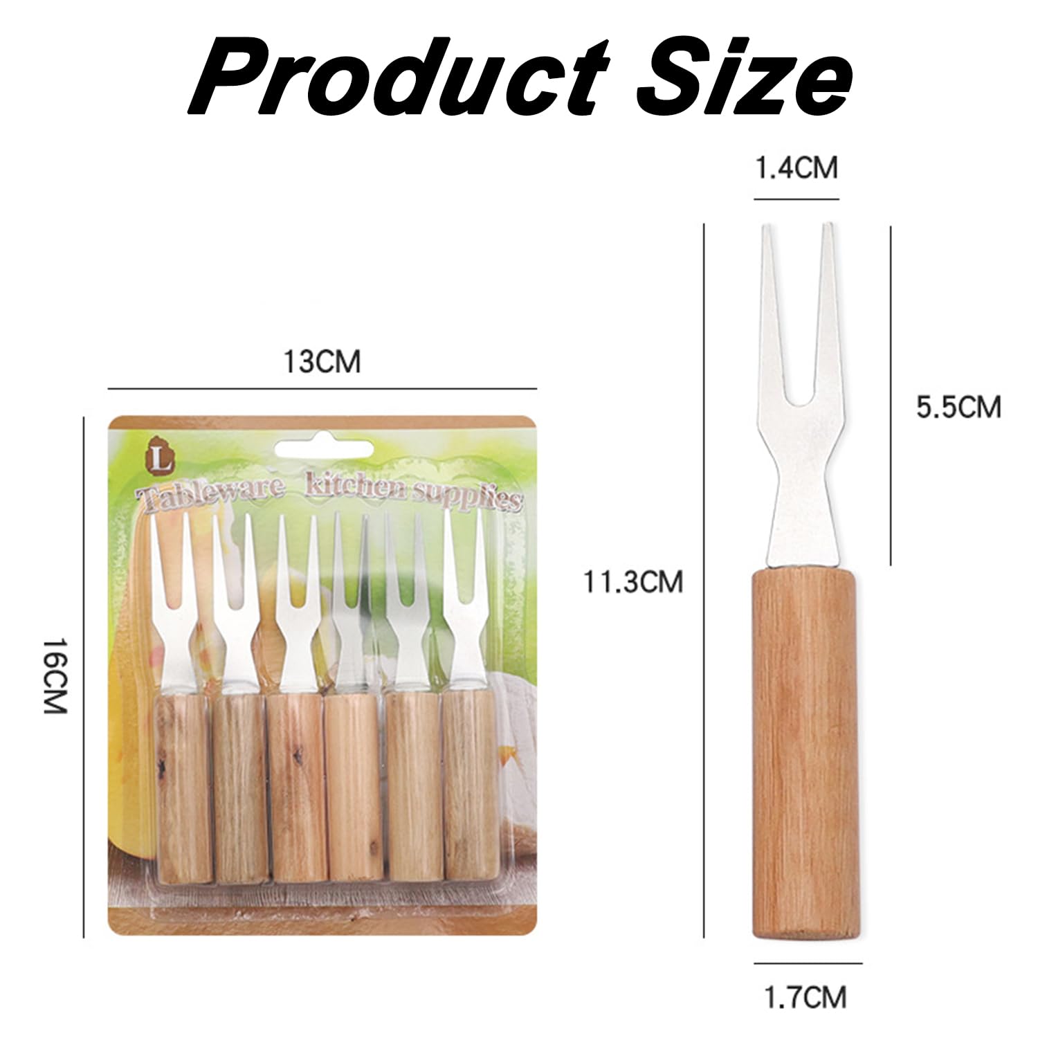 12 Pcs Stainless Steel BBQ Forks, Cheese Corn Fork with Wooden Handle for Outdoor Travel, Snack Fork for Dried Fruit, Marshmallow Toasting, Cheese, Fried Chicken Nuggets, Vegetables - Image 3