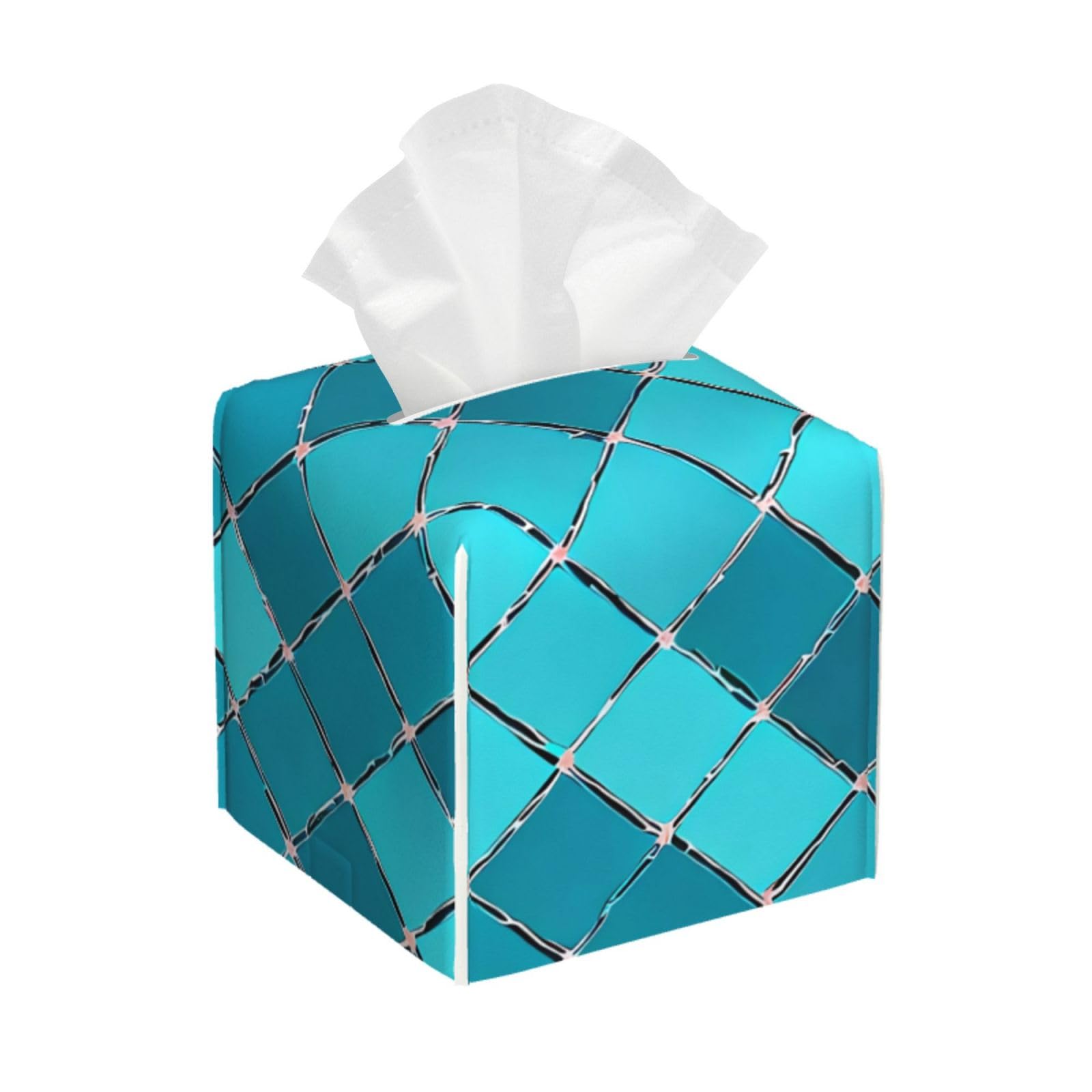 Square Tissue Boxes 5.2"x5.2"x5.2", Sea Scales Ocean Tissue Box Cover Decor for Bathroom/Vanity Countertop/Home/Car/Office