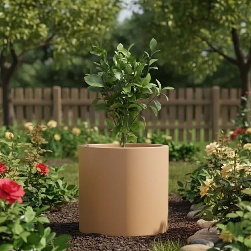 Image of Amazon Brand - Umi Tube 15 Inch Round Pots for Planter & Flowers Gamla - Lightweight, Durable Outdoor & Indoor Planters, Perfect for Balcony & Terrace Gardens (Brown)