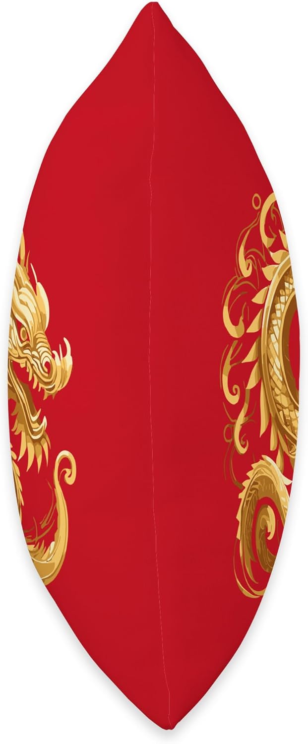 Chinese New Year Red Dragon Gold Zodiac Spring Festival Luna Throw Pillow