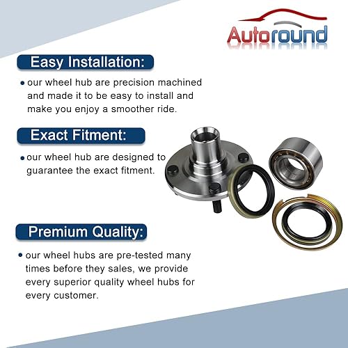 Miniatura 5 de Autoround 518507 Par de 2 bujes de rueda delantera y conjunto de rodamientos para Chevy Prizm 1998-02, Geo Prizm 1993-97, Toyota Corolla 1988-2002