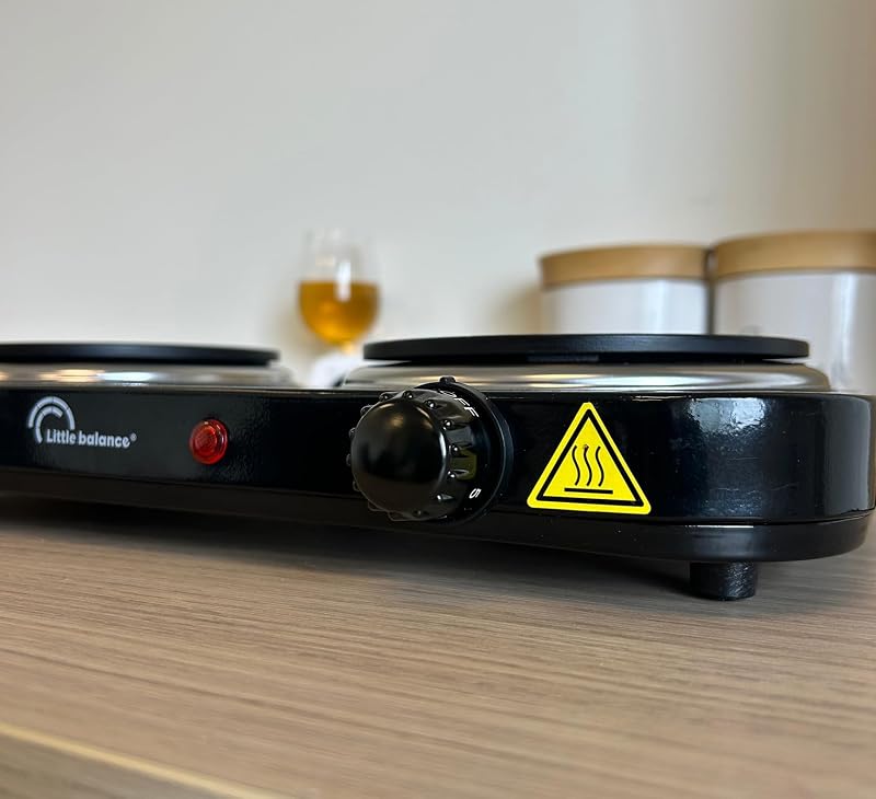 LITTLE BALANCE Vintage Elektromos Dupla Főzőlap 2 Termosztáttal Diákoknak Camping Irodához