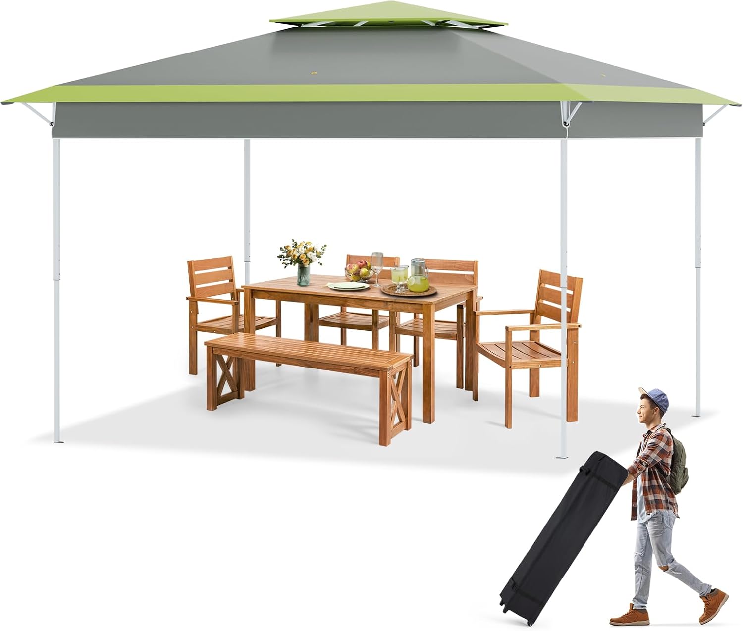 Gazebos on Clearance 11x11-Feet Easy Instant Pop Up Canopy Sidewalls Shade Lightweight Folding Portable Outdoor Clearance Patio Tent Waterproof Anti Uv Outdoor Exhibition Heavy Duty (Grey-Green)