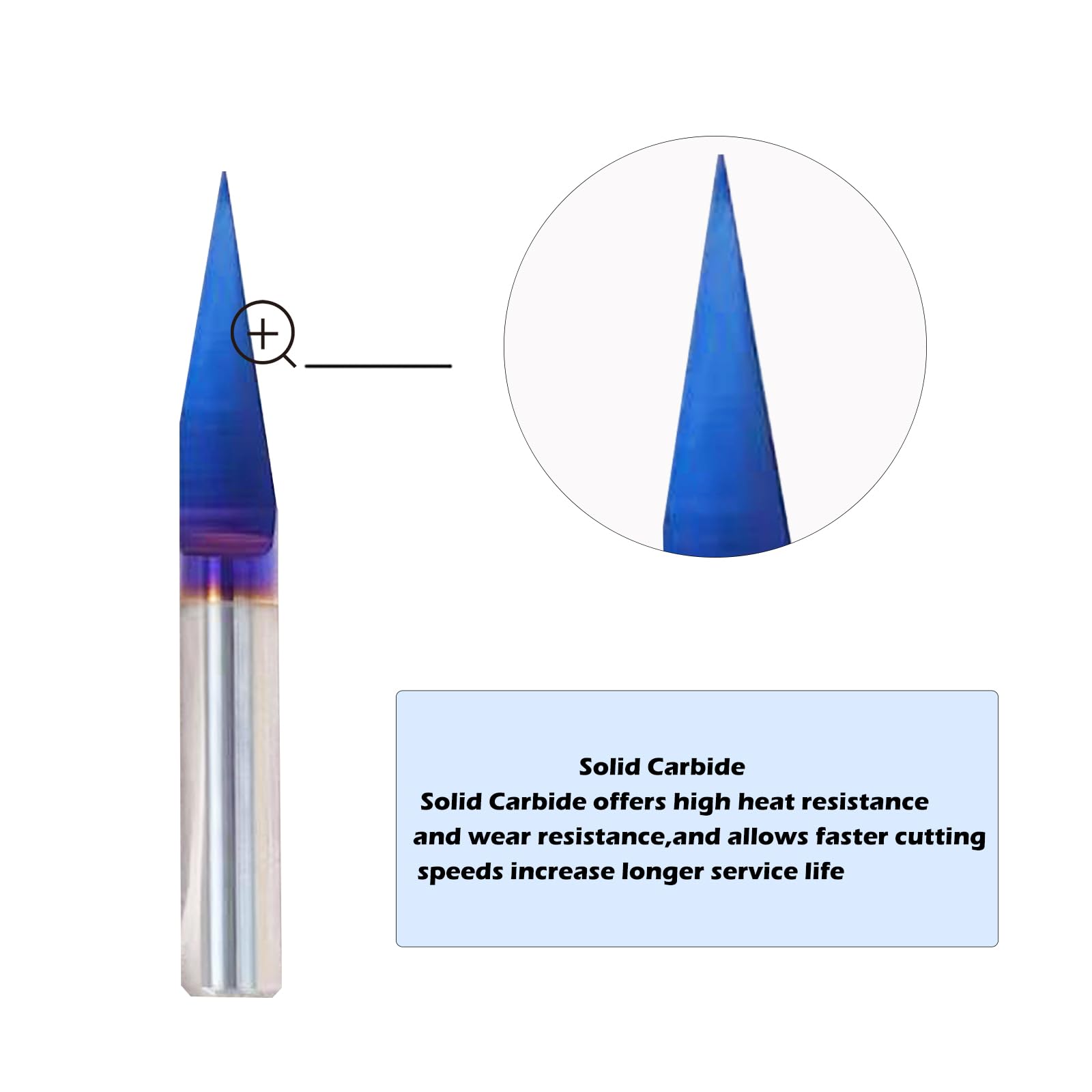 VIC012 Punte per fresatrice CNC, punte da incisione a 30 gradi, punta 0,005 con gambo da 1/4, rivestimento nano blu, in carburo solido, punta per scanalatura a V, per intaglio di segnaletica (15 gradi