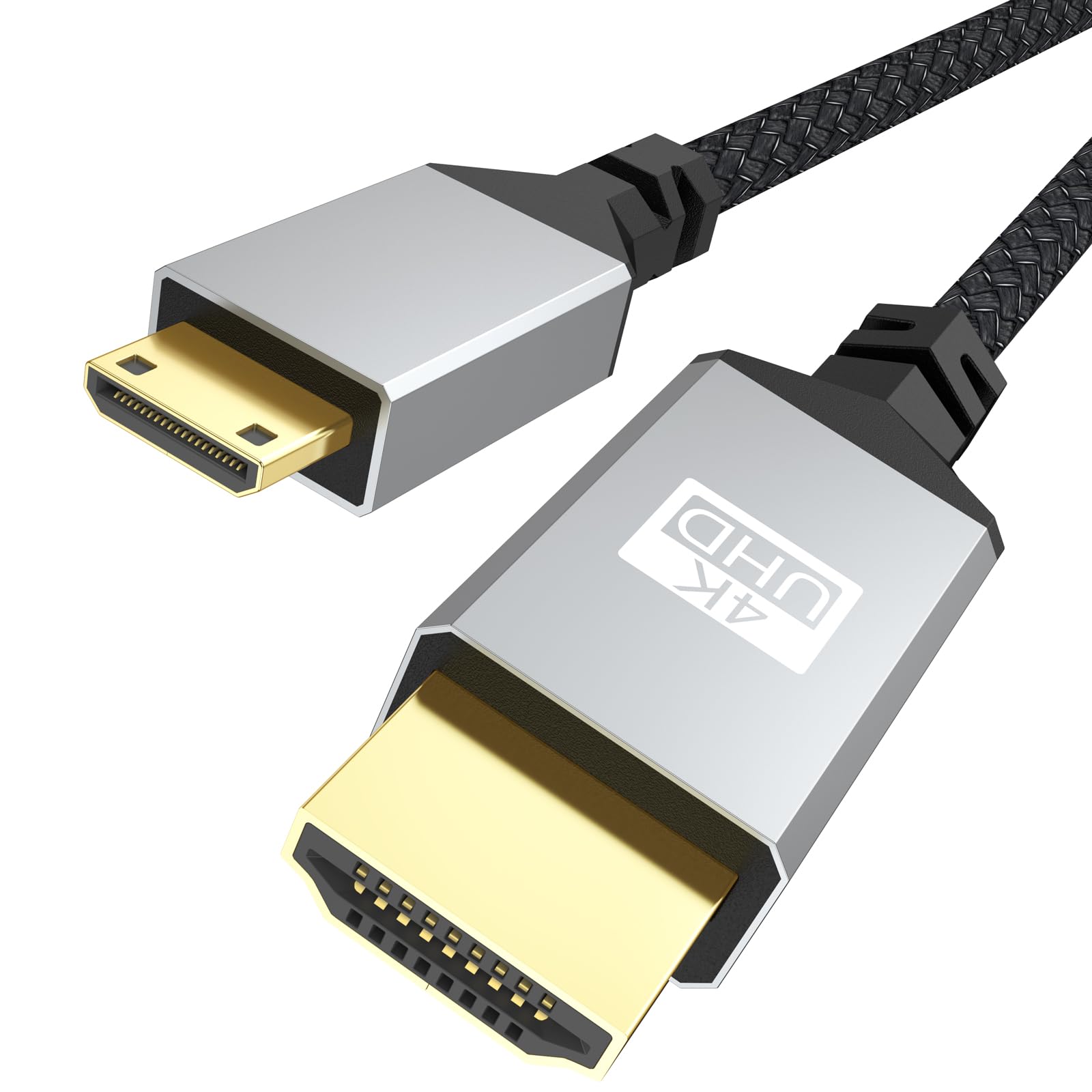 CLAVOOPMini HDMI to HDMI Cable 6FT, HDMI to Mini HDMI 4K 60Hz High Speed HDMI 2.0 Braided Cord Compatible for Portable Monitor, HDTV, Camera, Projector, Camcorder, Laptop and More