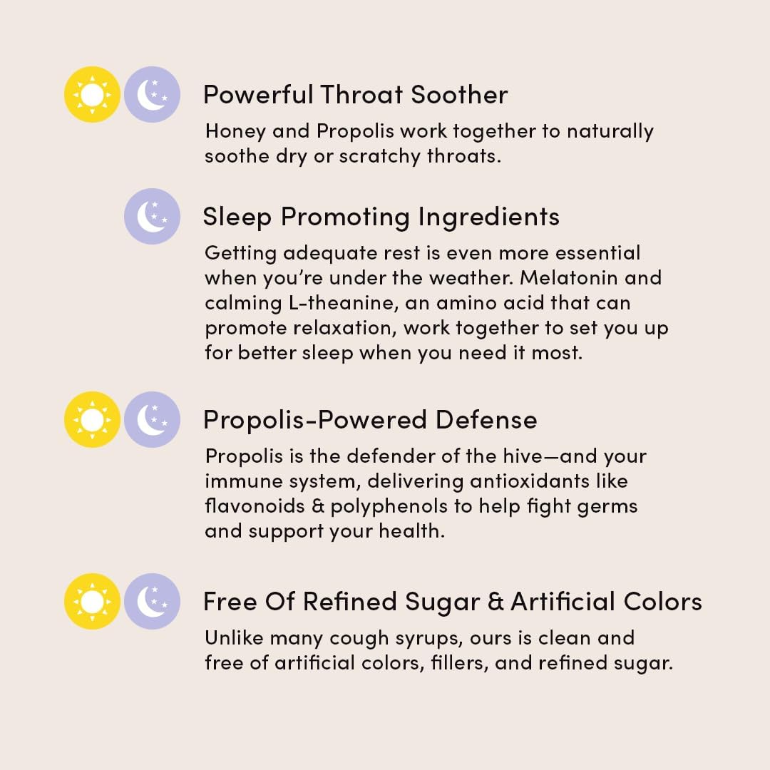 Beekeeper's Naturals Propolis Honey Cough Syrup – Adult Daytime & Nighttime Value Pack – Elderberry, Bee Propolis, Buckwheat Honey – Immune Support & Throat Soothing, Two Pack, 2 x 4 fl oz - Image 3