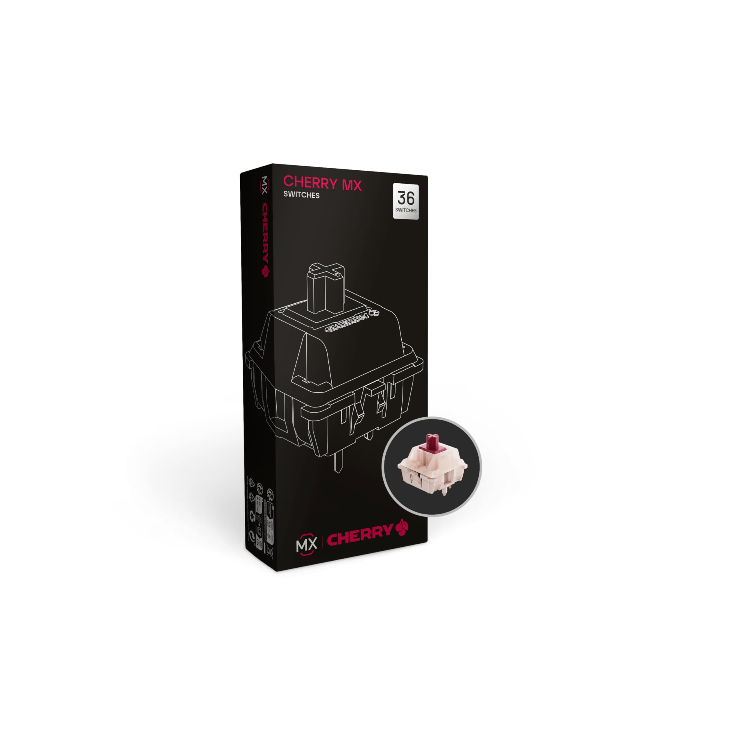 CHERRY MX PETAL Switch Kit, 36 Mechanical Keyboard Switches, for DIY, Hot Swap or Gaming Keyboard, Tactile Switch Without Clicking Noise, Smooth & Tactile