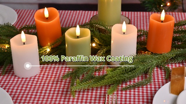 Image of Sage Green Flameless Votive Candles with Remote Batteries Set of 6 | 2x3 inch Small Flickering LED Pillar Candles, Battery Powered, Real Wax Coating, Home Table Shelf Decor