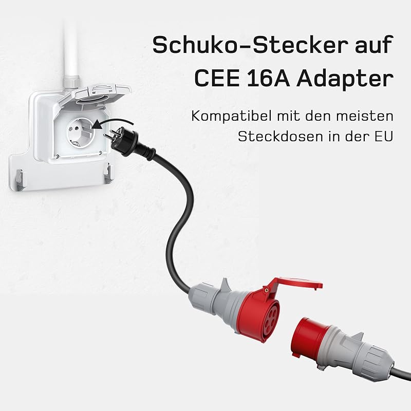 dé Mobile Wallbox 11 kW háromfázisú elektromos autó töltőállomás 7m kábellel