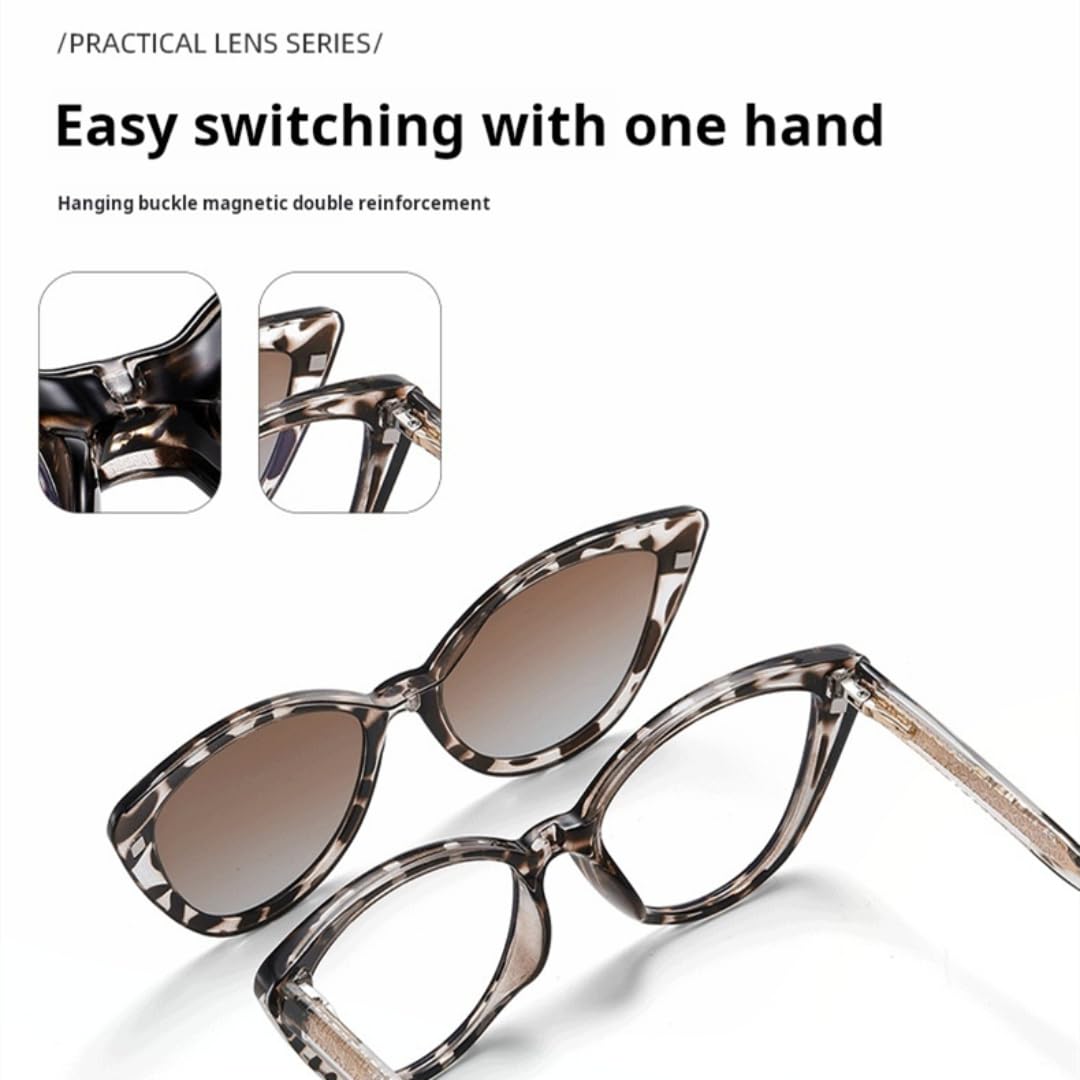Gafas de sol de moda para mujer, montura polarizada, con clip magnético.