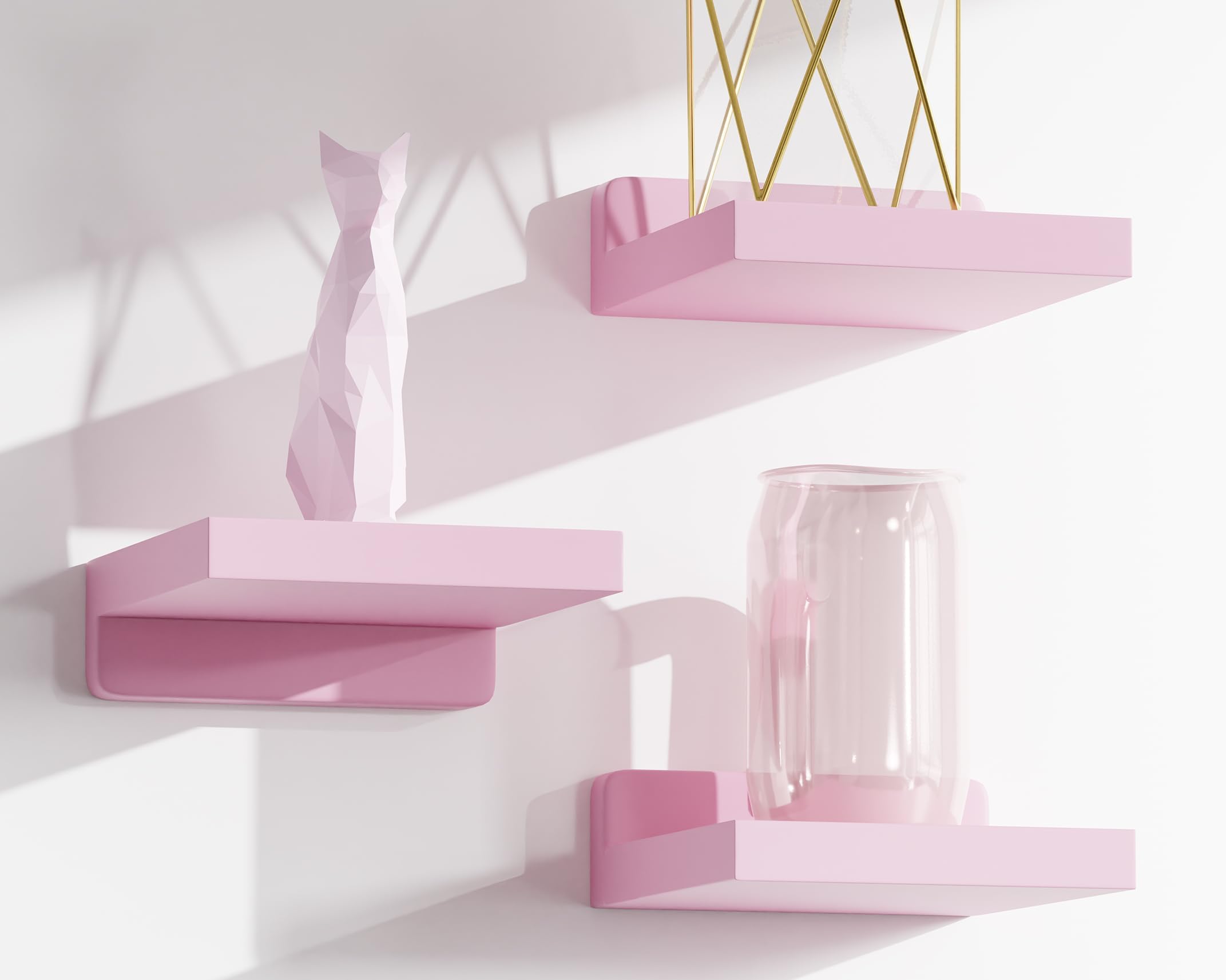 QsQueen Small Floating Shelves Mini Shelves Hanging Display 5 Inch Wall Shelf for Bathroom Livingroom Bedroom,3 Pack, with 2 Types of Installation, Great for Room Decor