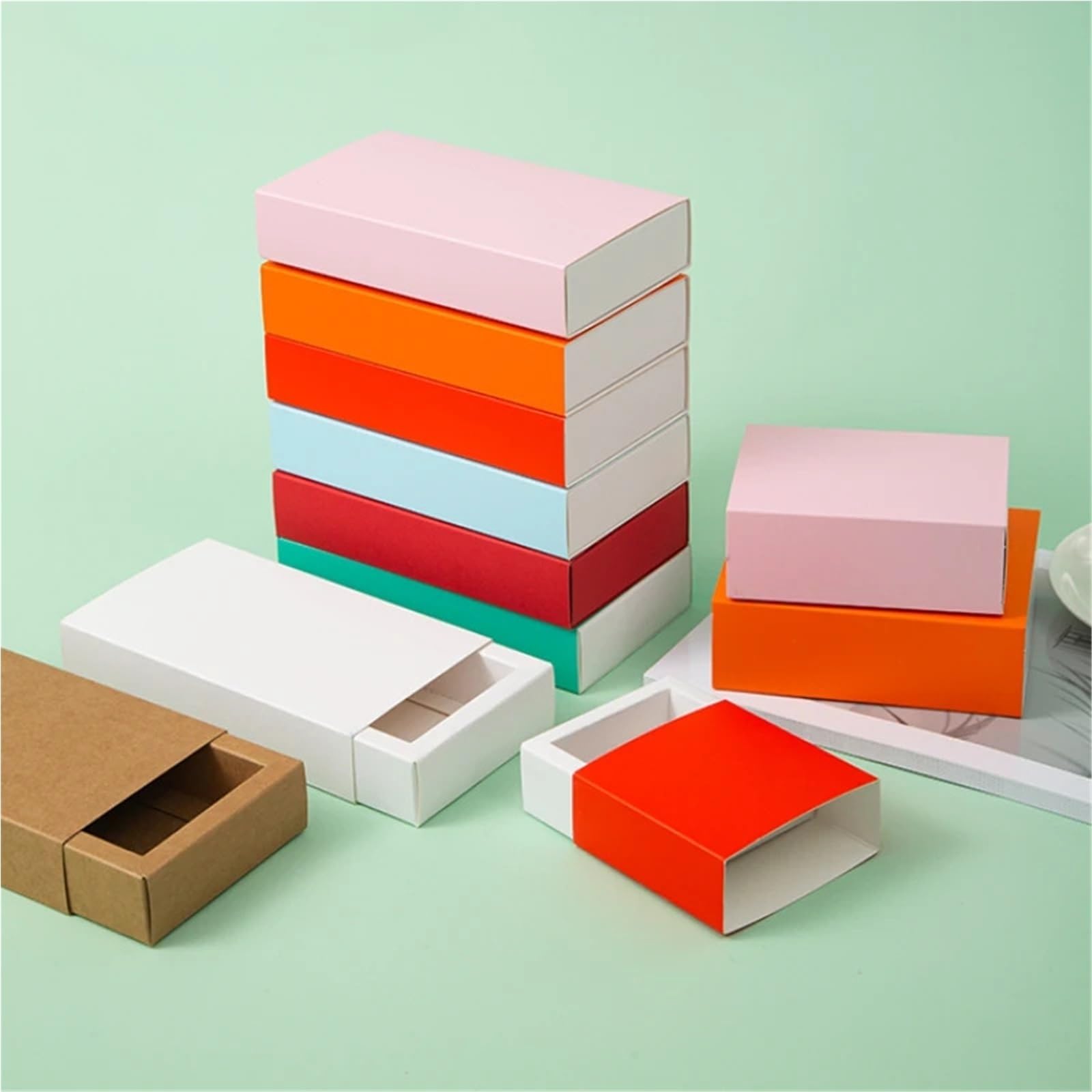 Packung Kraftpapier-Lippenstiftetuis 20 Stück Kraftpapier-Schubladen-Geschenkboxen in verschiedenen Größen