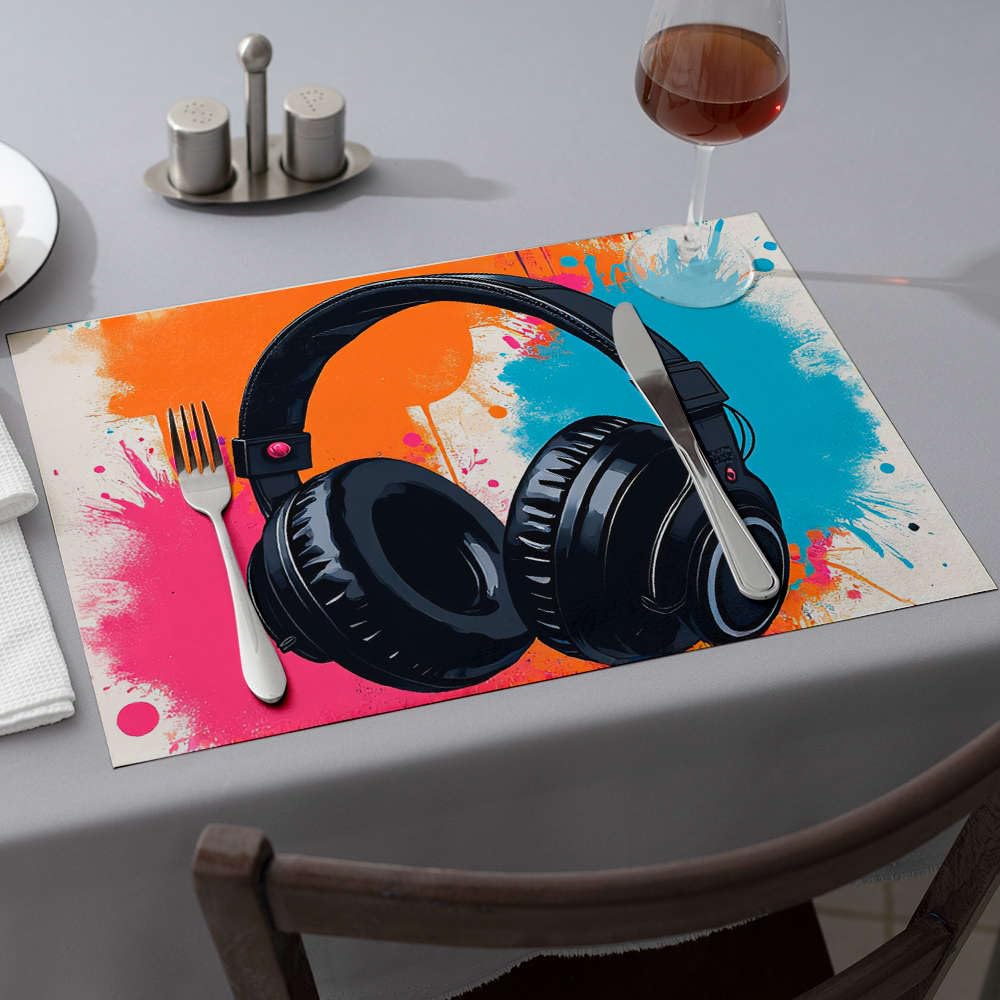 Linge de cuisine et de table premium au motif abstrait avec 5 sets lavables