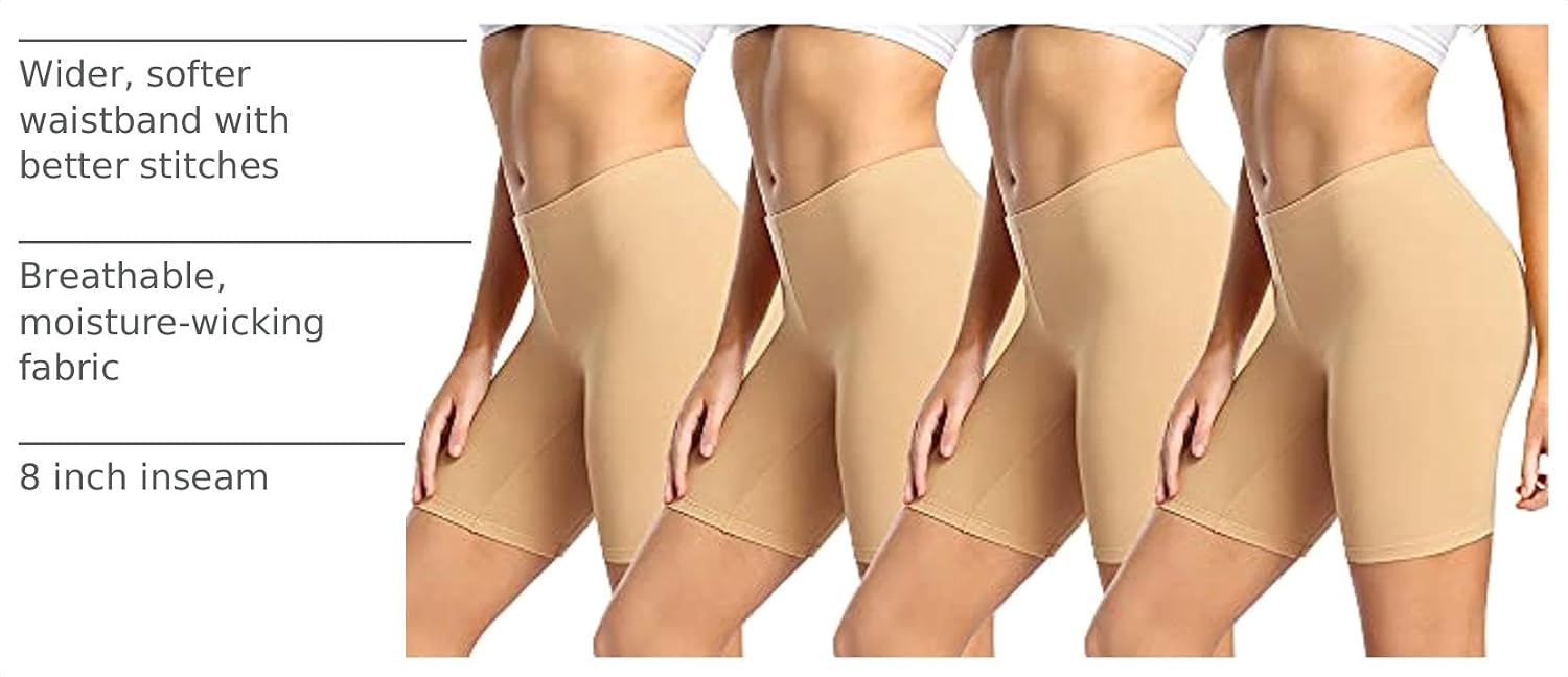 wirarpa Women's Cotton Boy Shorts Underwear Anti Chafing Soft Biker Short Plus Boy Shorts Panties 4 Pack image 4