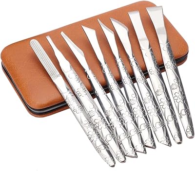 Foot Scraper Set, 8pcs Premium Stainless Steel Professional Foot Scrubber Pedicure Foot File Callus Remover Used on Wet Dry Feet