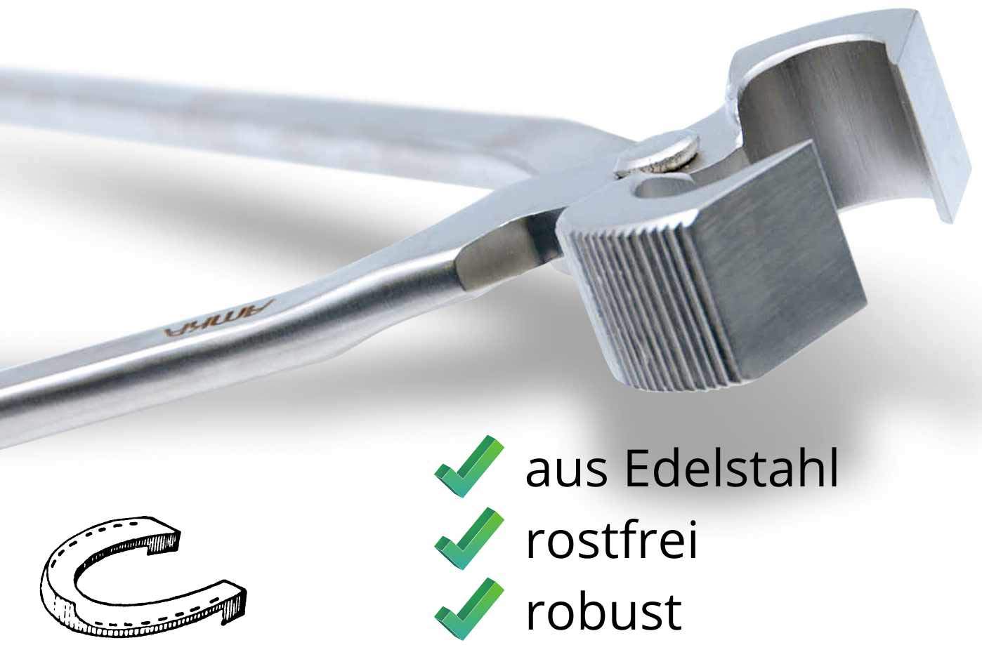 AMKA Hufzange 14 - Hufeisen/Abnehmzange mit gerippter Außenseite Horse Shoe Pull off Pincher