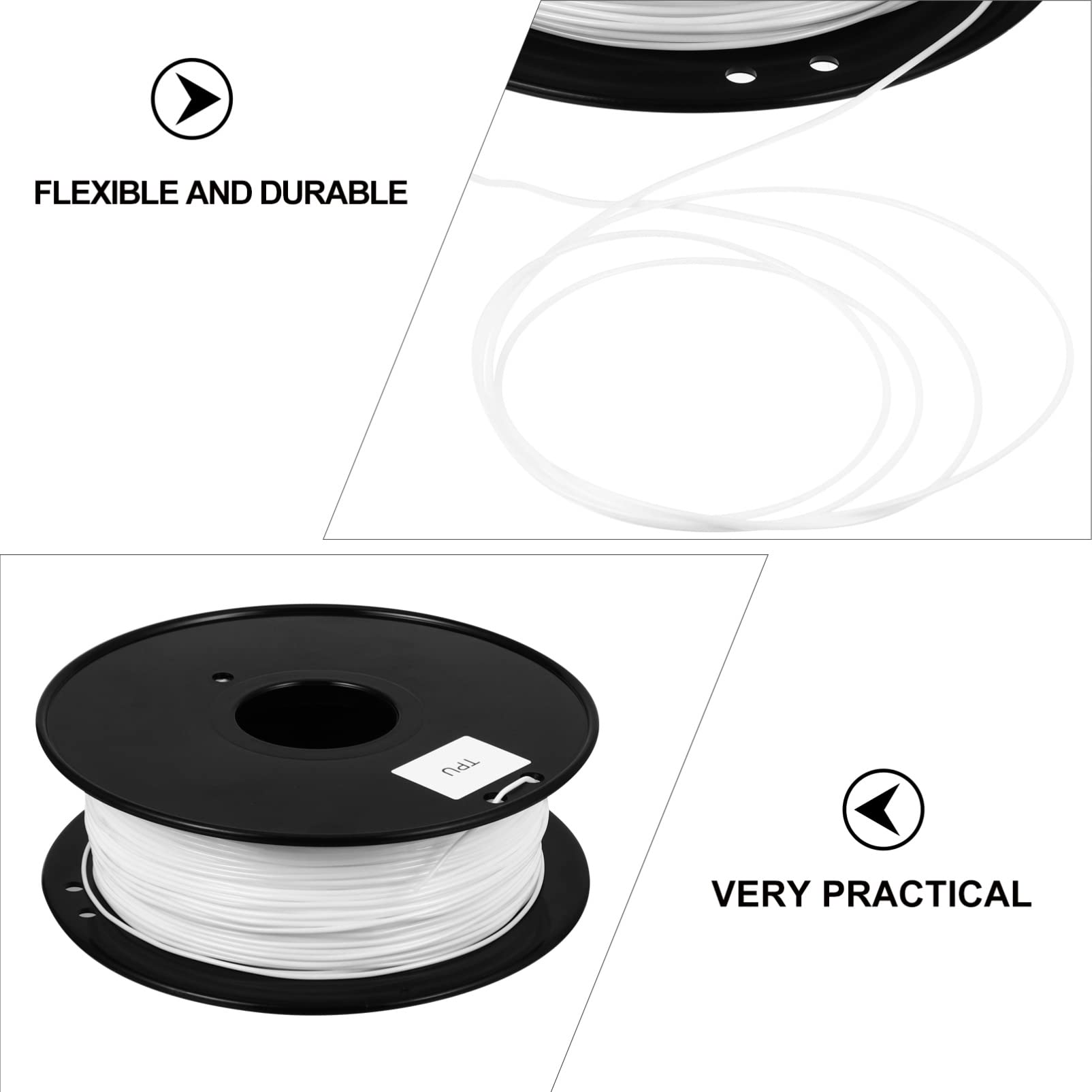 iplusmile Filamento Tpu Flexible para Impresora 3d, 1.75mm, 0.8kg, Fabricación de Precisión, Casi sin Atascos