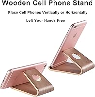 Vista 2 de Wooden Cell Phone Stand, Universal Mobile Phone Holder Stand Non Slip Stable Desktop Phone Stand for iPhone, iPhone13,Samsung Galaxy Smartphones