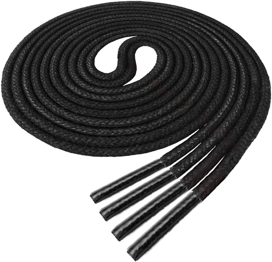 Waxed Thin Round Dress Shoelaces [2 Pairs] [5 Color][6 Size] for Oxford Dress Shoes Laces