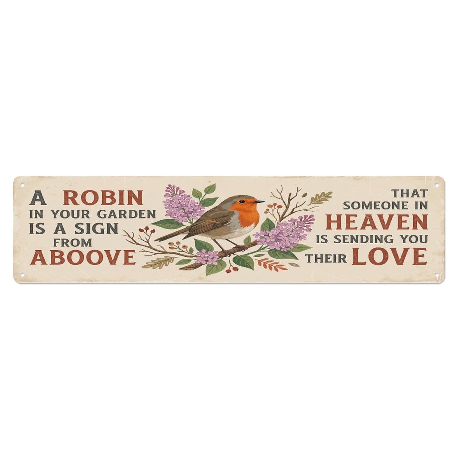 Olhnbad 4X16inch(10X40cm) European Robin Heaven Love Lilac Metal Tin Sign