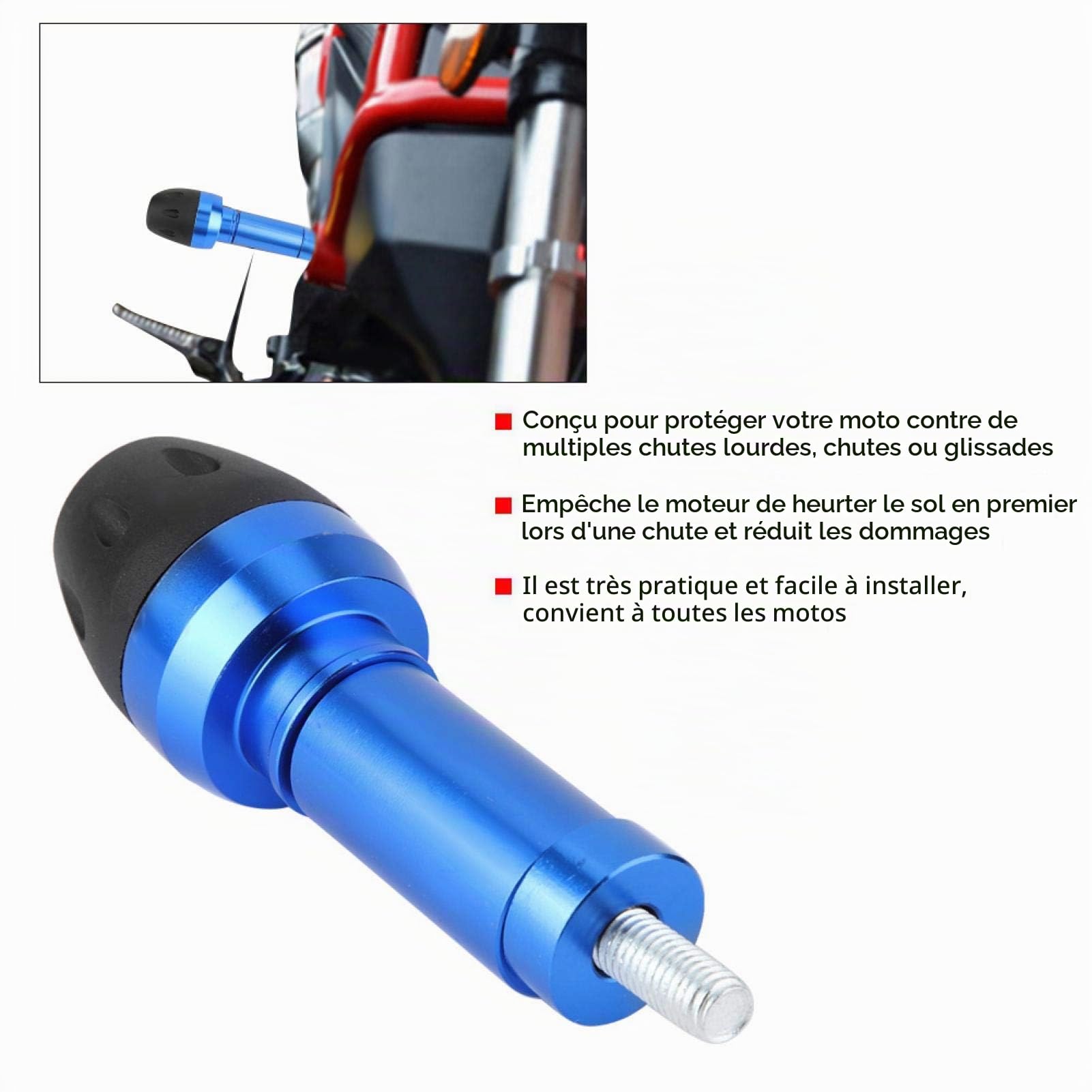 Fydun Cadre de Moto Anti-Collision Slider Crash, Bleu Cadre de Moto Anti-Collision Protection Contre Les Chutes Slider Crash en Aluminium Protecteur de Chute de Moto