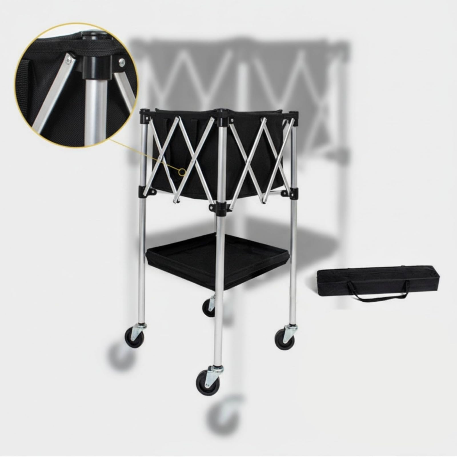 Carrello Porta Palloni Pieghevole Contenitore Cesto Attrezzatura in Lega di Alluminio Struttura, Carrello Da Tennis Modello C Piccolo + Borsa Portaoggetti [Telaio In Lega Di Alluminio]