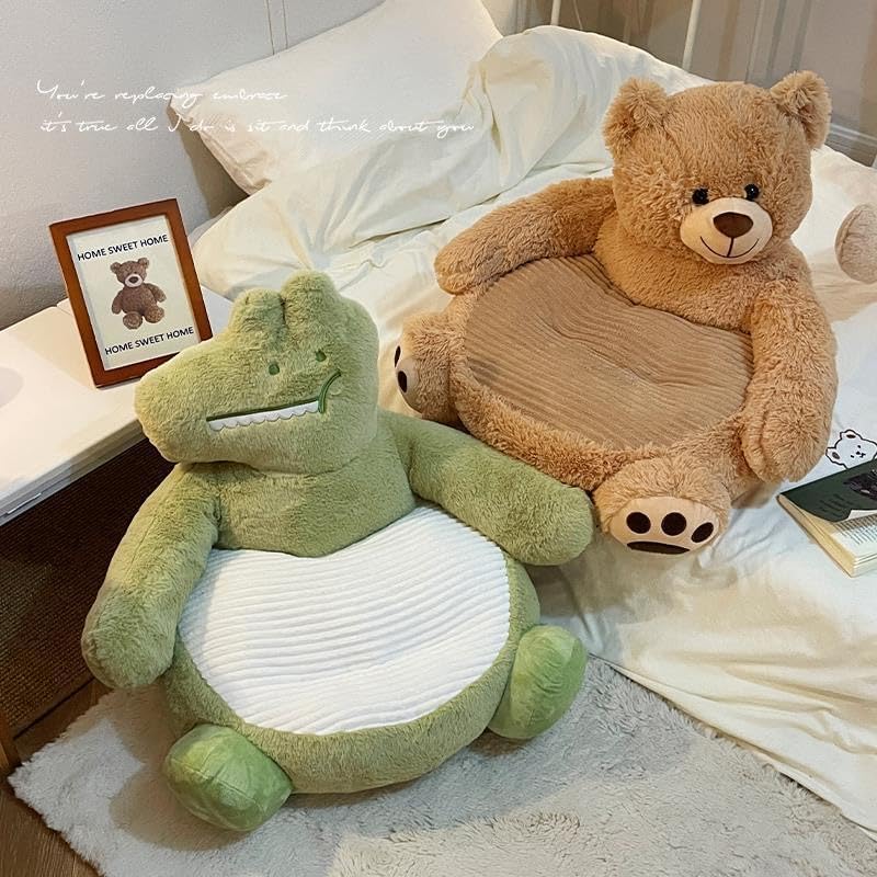 24 Inch Cute Green Dinosaur Seat Cushion for Kids,Cartoon Stuffed Armchair,Animal Cotton Stuffed Sofa,Toddler Animal Furniture,Dinosaur Armchair as Dinosaur Gift for Dinosaur Lover
