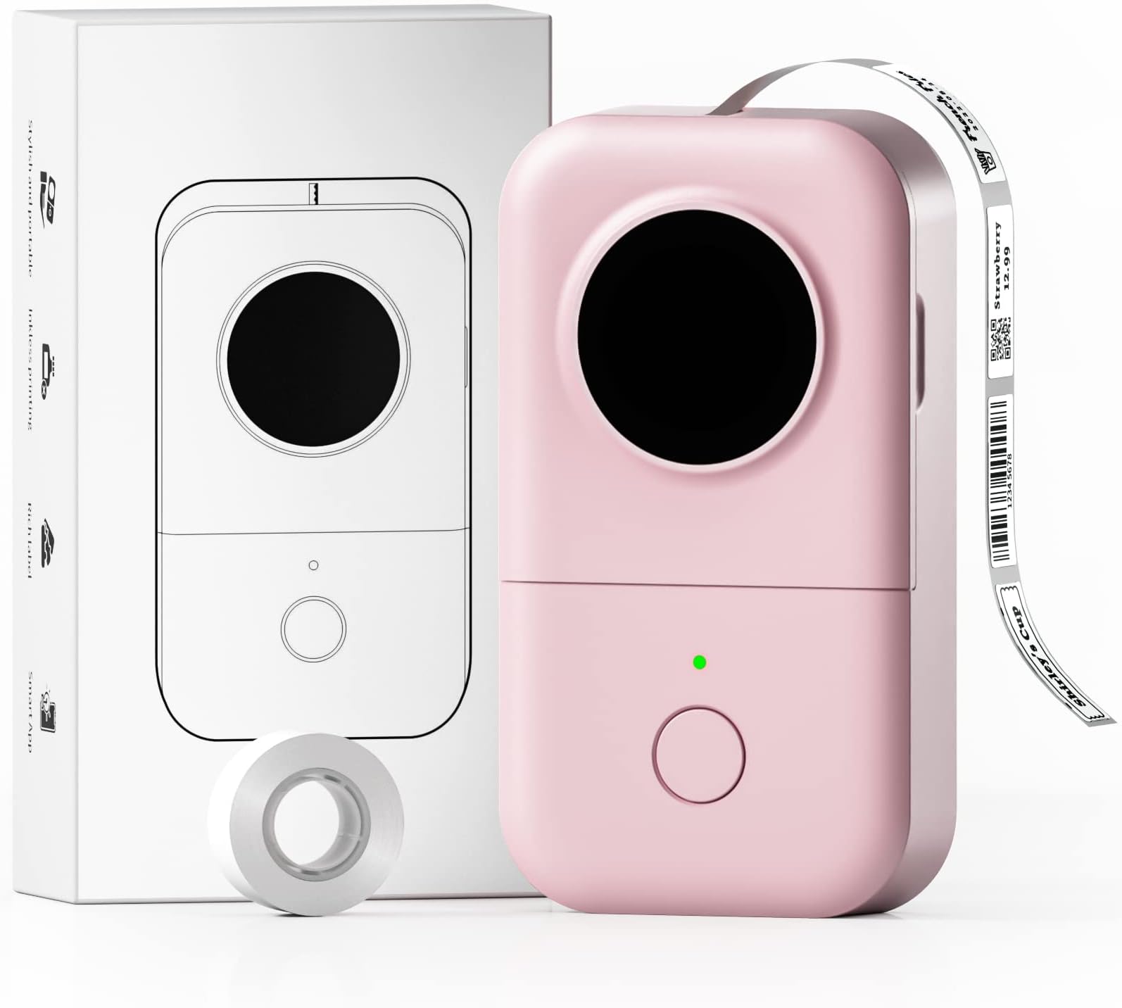 Label Maker Machine with Tape, D30 Mini Label Printer Wireless Labeler Machine with Bluetooth, Sticker Small Label Maker for Phone & Tablet, Portable Label Printer for Home, School, Office (Pink)