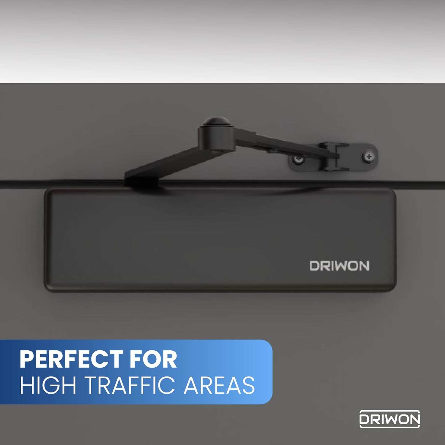 Commercial Extra Heavy Duty Hydraulic Door Closer - DRIWON DN-9500 Black -Sturdy Cast Iron Body, Steel Arm, Attractive Powder Coated Finish, Adjustable for High Traffic