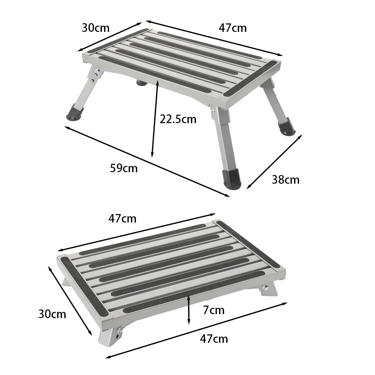 Scalino Pieghevole in Alluminio Leggero 330 Lbs con Pedana Antiscivolo, Design Pieghevole Portatile per Camper, Roulotte, SUV E Casa