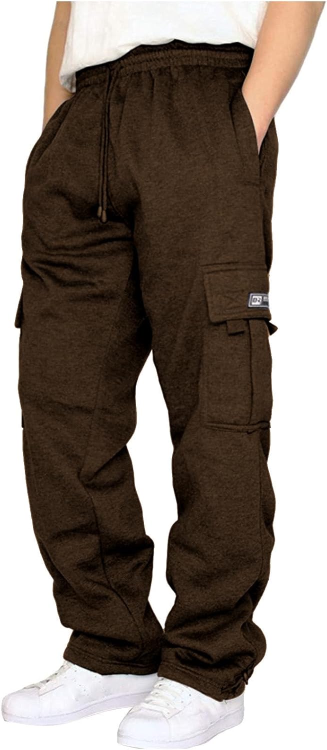 Men's Cargo Joggers Loose Fit Fleece Sweatpants with Pockets Open Bottom - Bild 43 von 57
