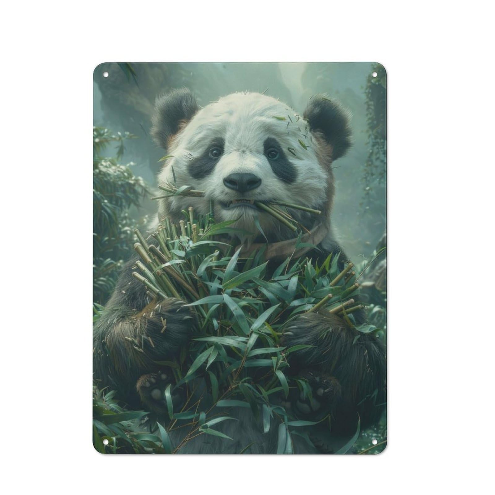 Junmoney Panda Bear Eating Bamboo Vintage Metal Wall Sign 40X30cm For Bar Or Restaurant, For Kitchen, Dining Room And Home Bar Wall Decor