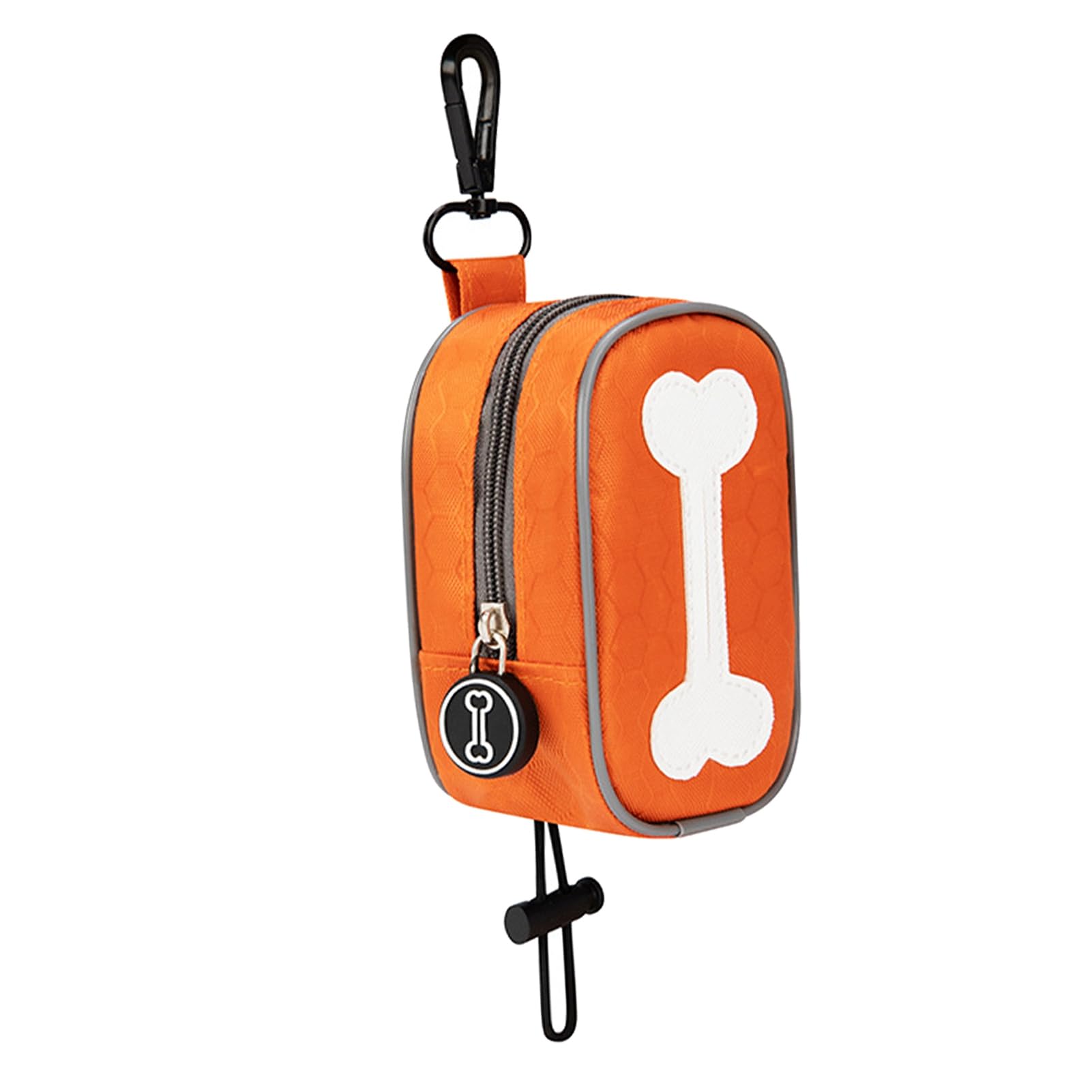 Fockety Dog Poop Bag Dispenser, Oxford Fabric Portable Cute Durable Dog Poop Bag Holder for Walking (Orange)