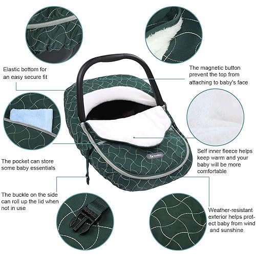 Miniatura 3 de Yoofoss Funda para cochecito de bebé, cubierta para proteger al bebé del viento frío, funda para portabebés de forro polar de felpa súper cálida