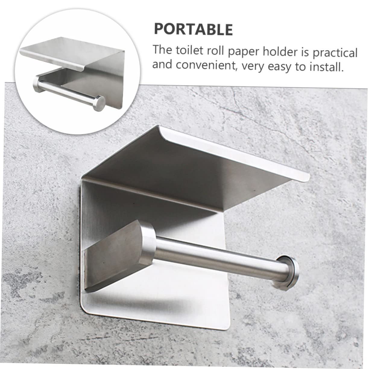 Portarrollos 304 Papel de Acero Inoxidable Higiénico Plata | Estante de Almacenamiento, Diseño Ahorra Espacio, Montaje en Pared para Cocina y Baño