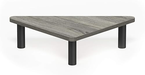 Miniatura 6 de Furinno Turn-N-Tube - Soporte elevador para monitor esquinero, roble francés, grisnegro