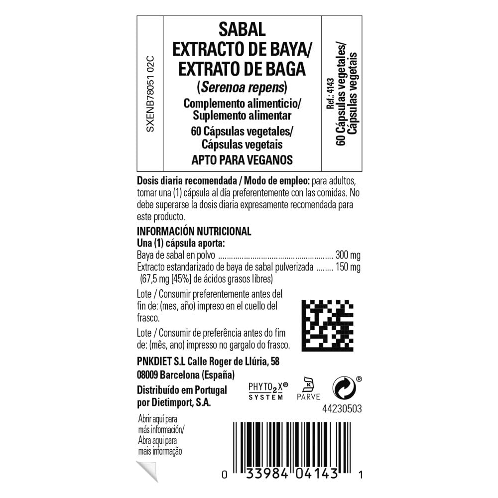 Baya de Sabal (Saw Palmetto) 60 cápsulas vegetales