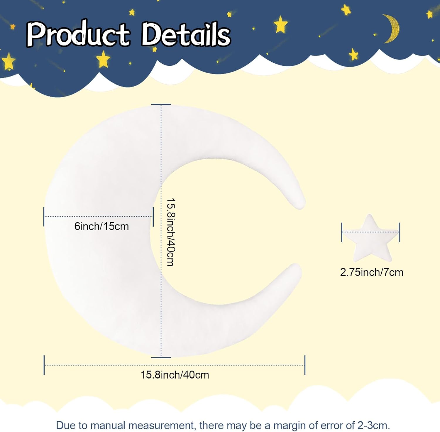 Newborn Photography Props 5Pcs Baby Moon Star Pillow Set Newborn Photography Posing Pillows Adjustable Photography Props, White