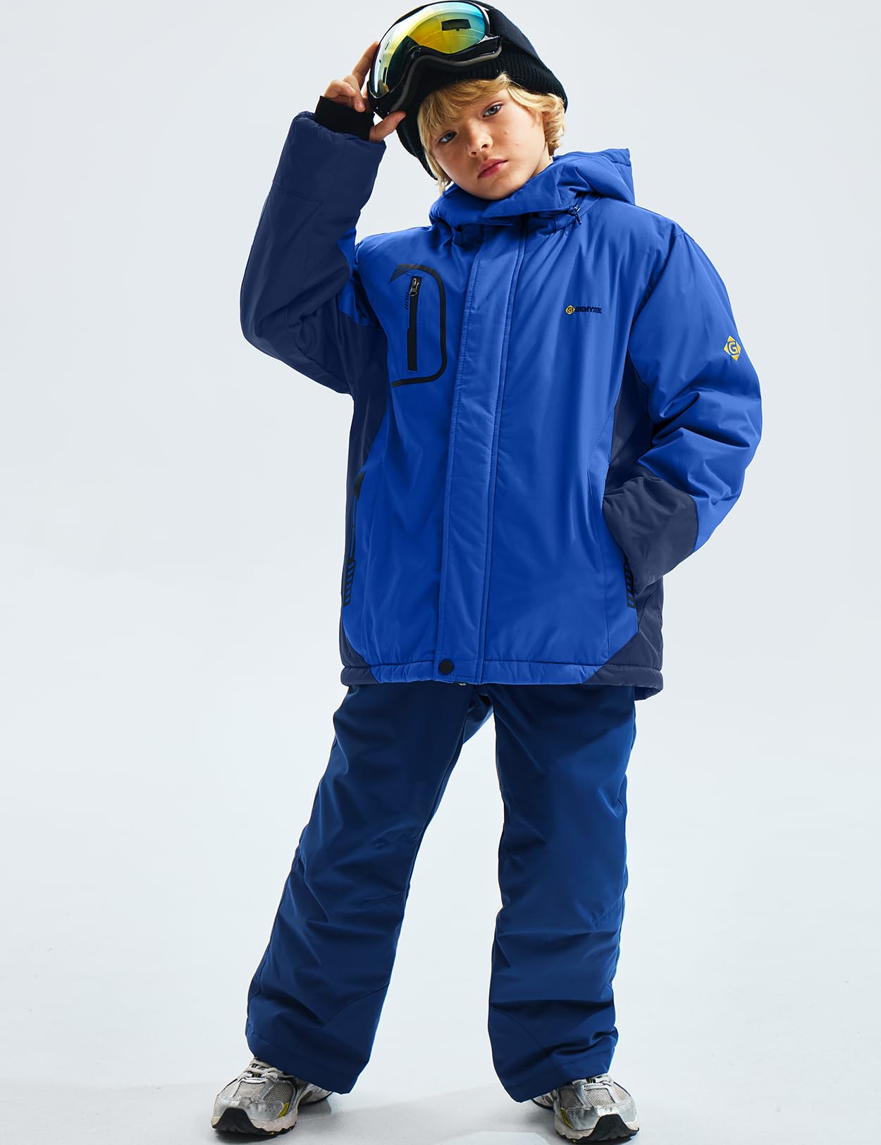 GEMYSE Bambini Giacca da Sci Impermeabile Pile Antivento Giacche Ragazzi invernale Cappotto con Cappuccio